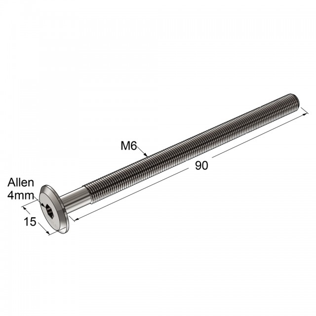 FLAT HEAD CONNECTION BOLT M6x90 / NICKEL